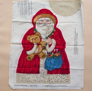 Vintage Santa Claus Fabric Panel "Memories Of Christmas Past" Father Christmas